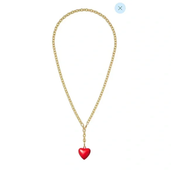 Roxanne Assoulin The Mini Puffy Heart Charm Necklace Red - Picture 1 of 3